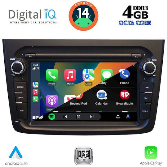 Digital IQ Car Audio System for Alfa Romeo Mito 2008-2018 (Bluetooth/USB/WiFi/GPS/Apple-Carplay/Android-Auto) with Touch Screen 7"