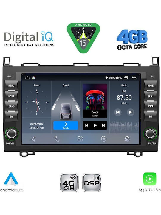 Digital IQ Auto-Audiosystem für Mercedes-Benz Sprinter / Vito / Viano 2007-2019 (Bluetooth/USB/WiFi/GPS/Apple-Carplay/Android-Auto) mit Touchscreen 8"