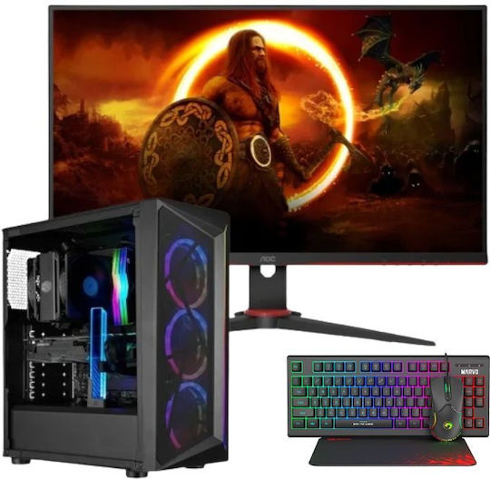 Vengeance Guardian X2 Cooler Master Edition Gaming Desktop PC Ryzen 5 5500 16GB DDR4 512GB SSD GeForce RTX 4060 No Operating System and AOC 27 Inch 27G2SAE Monitor