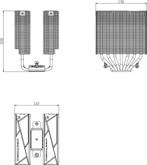 Thermalright Royal Pretor 130 Ultra Охладител за ЦПУ Двойен вентилатор за Socket /A/M/4/A/M/5/1/2/0/0/1/1/5/x/1/7/0/0/ с ARGB Осветление Черен