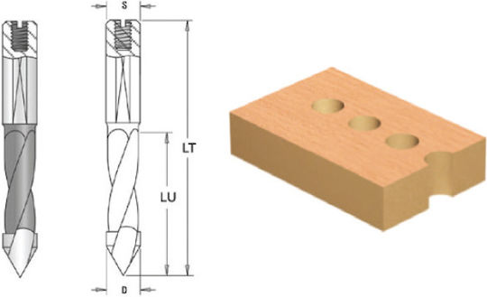 Burghie Cms Pentru Găuri Prinse Cap Cilindric Aplatizat Șurub De Reglaj D6x35x70 Z2 Dr