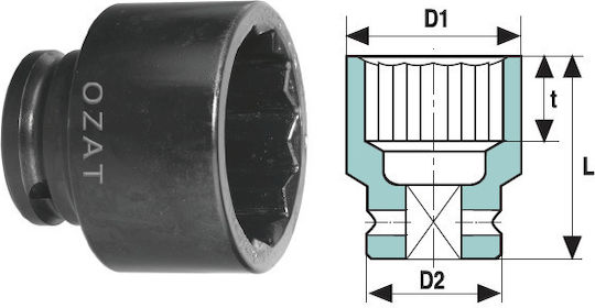 1'' 12-point Impact Socket Head Short 62