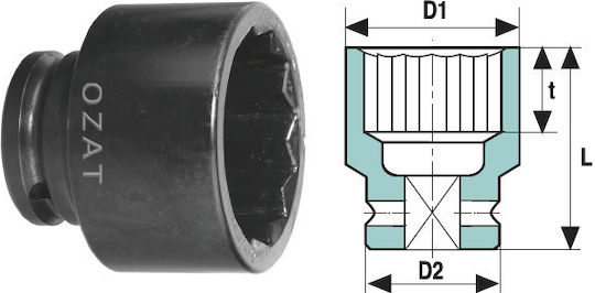 1'' Impact Socket Head 12 Points Short 24