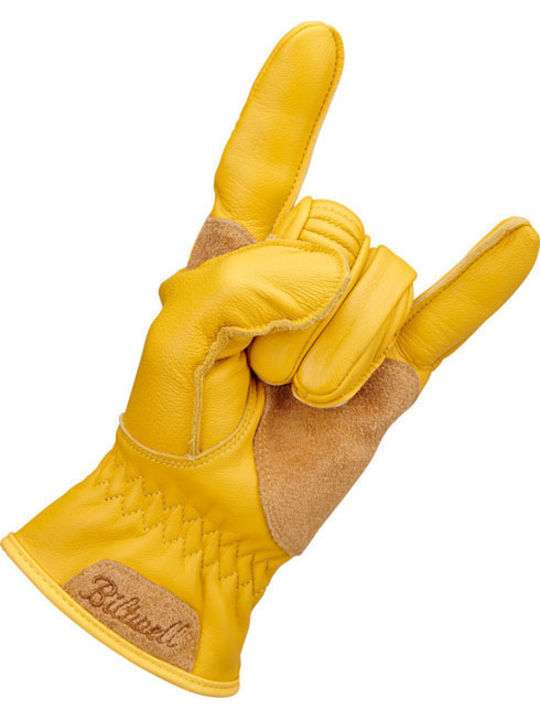 Biltwell Work 2.0 Herren Motorradhandschuhe Leder Gold