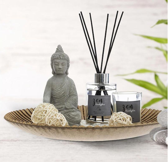 Elektrisches Gitarren Raumduft Set 7 Stück Zen Raumduft Sticks Duftkerze Dekoteller Figur Buddha 31.5x16.5 cm Aria Trade