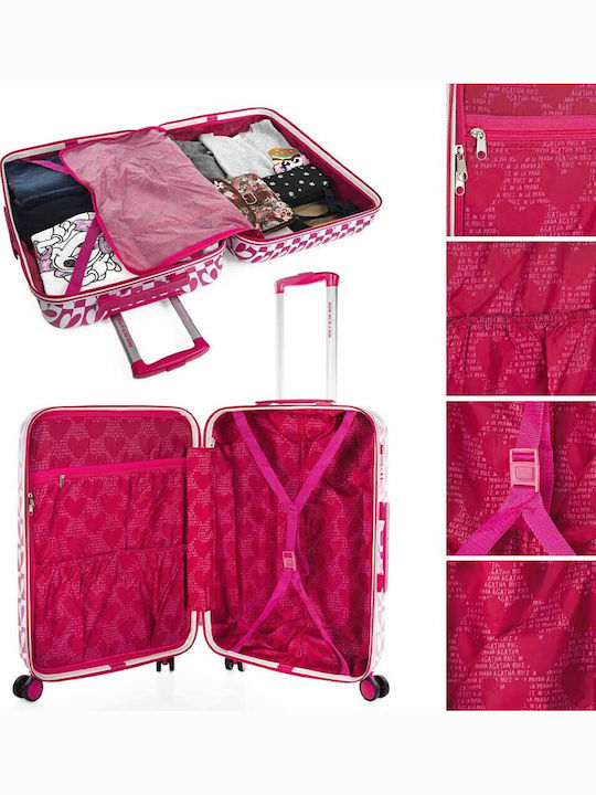 Agatha Ruiz De La Prada Kids Medium Hard Pink Suitcase with 4 Wheels Height 67cm
