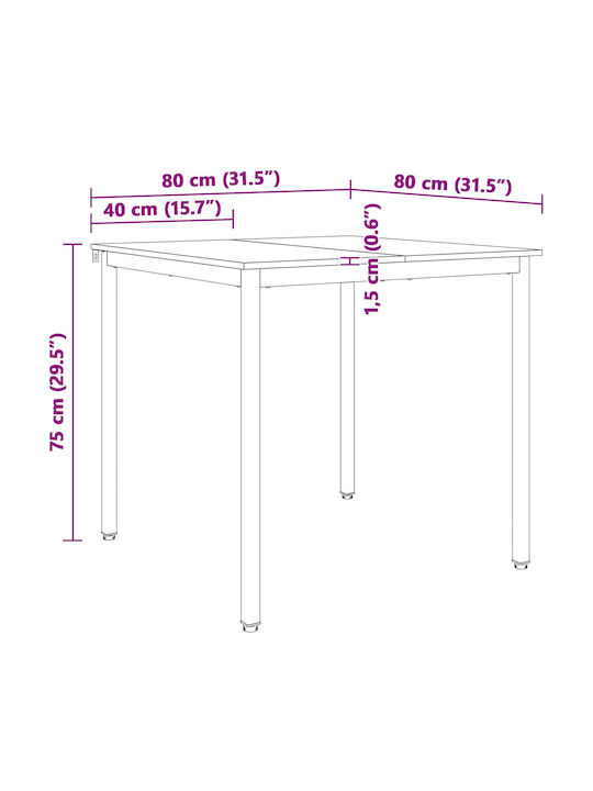 Platz Tisch Speisesaal aus Massivholz & Metall White 80x80x75cm