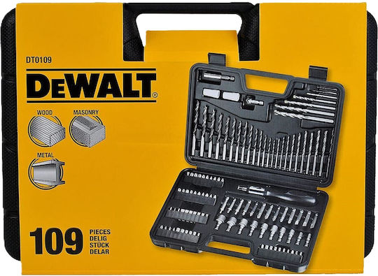 DEWALT Комплект 109 Дърво Свредла HSS с Цилиндрична Опашка за Строителни материали και Дървο