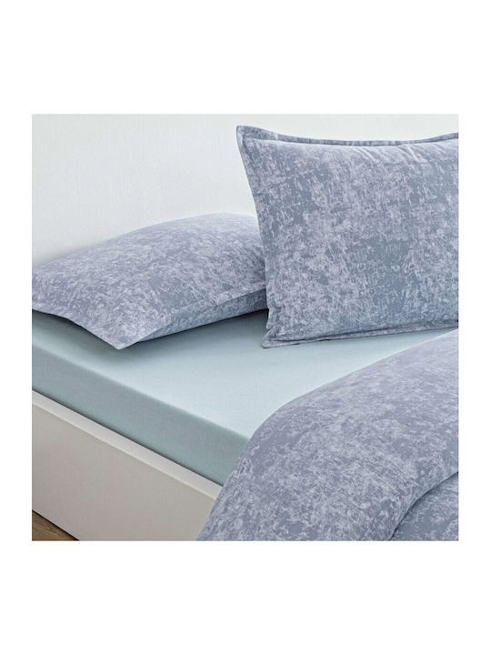 Tac Set Husă de Pilotă Bumbac Dublă cu 2 Fețe de Pernă & 1 Cearsaf 200x220 Shimmer Blue