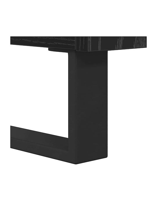 Metal Bedside Table With Glass Surface Black 40x35x50cm