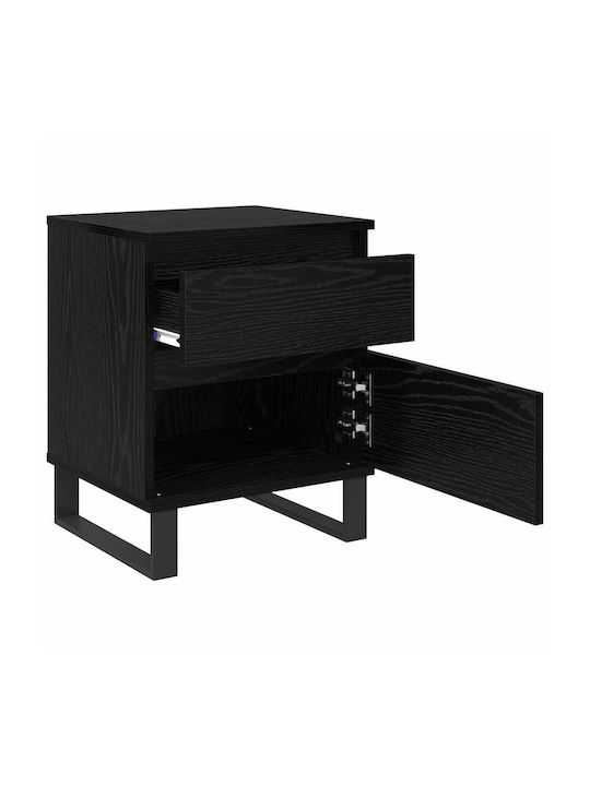 Metal Bedside Tables with Glass Surface Black 2 Pieces 40x35x50cm