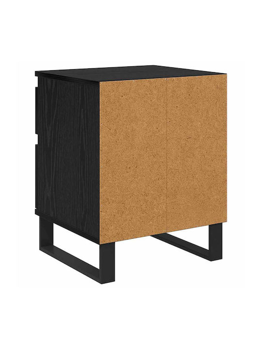 Metal Bedside Table With Glass Surface Black 40x35x50cm