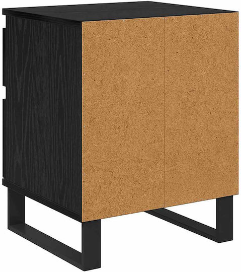 Metal Bedside Table With Glass Surface Black 40x35x50cm