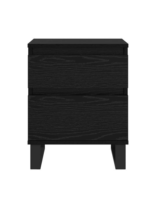 Metal Bedside Tables with Glass Surface Black 2 Pieces 40x35x50cm