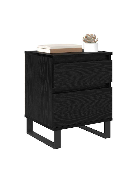 Metal Bedside Table With Glass Surface Black 40x35x50cm