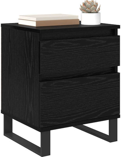 Metal Bedside Table With Glass Surface Black 40x35x50cm