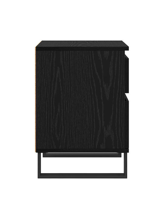 Metal Bedside Tables with Glass Surface Black 2 Pieces 40x35x50cm