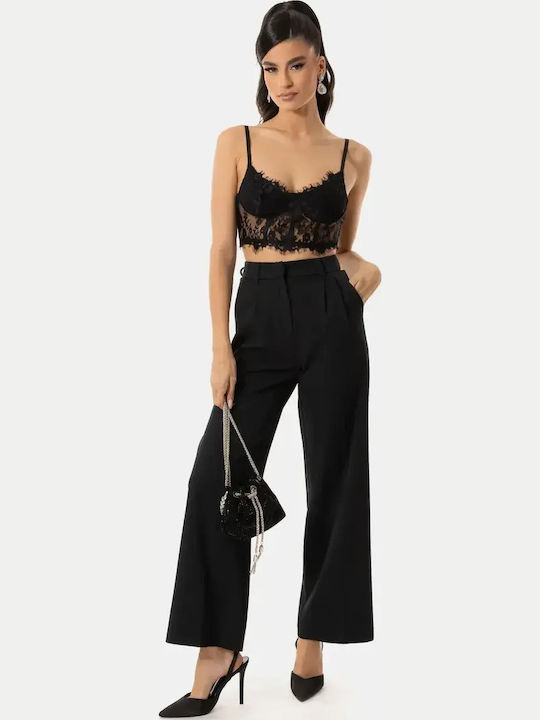 Crop Top Κορσές Μαύρο Μέγεθος Xs