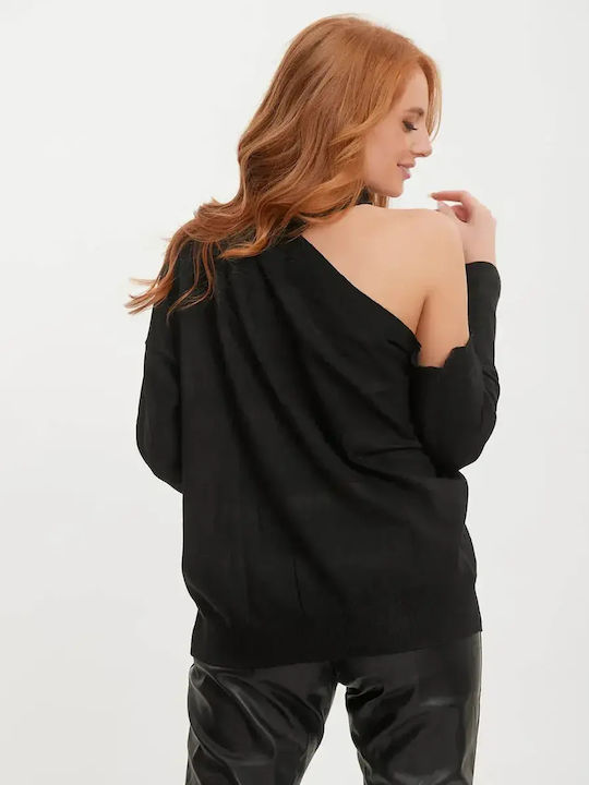 Gestrickte Bluse Cut Out Schwarze Größe Xl