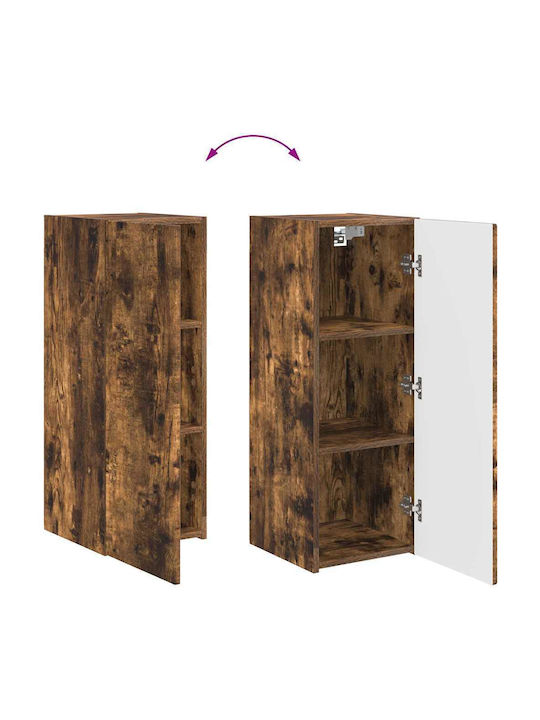 Wand Wohnzimmer Vitrine aus Spanplatte Rauch Eiche 30x31x80cm