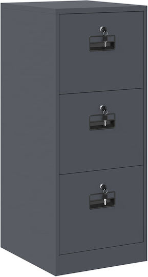 Metallische Büroaufbewahrungsschublade mit Schloss Anthrazit 44x50x106,5cm