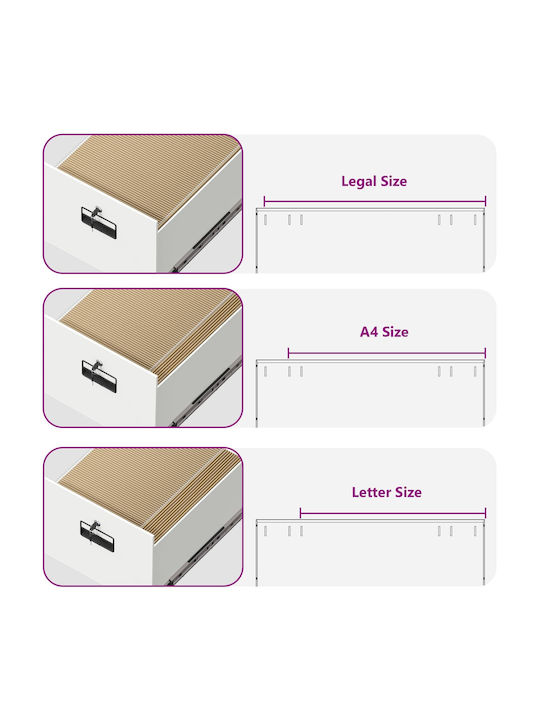Schublade Büro mit Schloss White 44x50x106.5cm