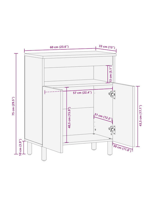 Συρταριέρα Γραφείου από Ξύλο Λευκό 60x33.5x75cm
