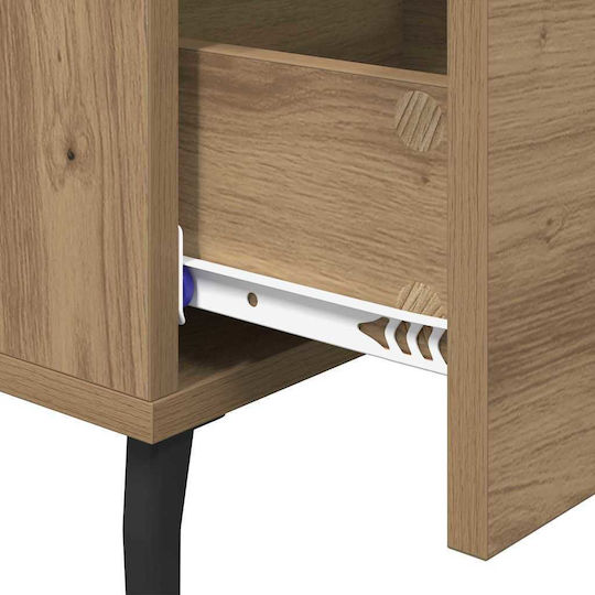 Metal Bedside Table with Glass Surface Brown 40x40x66cm Metal Bedside Table with Glass Surface Brown 40x40x66cm