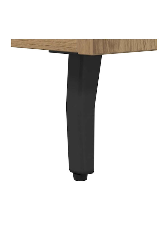 Metal Bedside Table with Glass Surface Brown 40x40x66cm