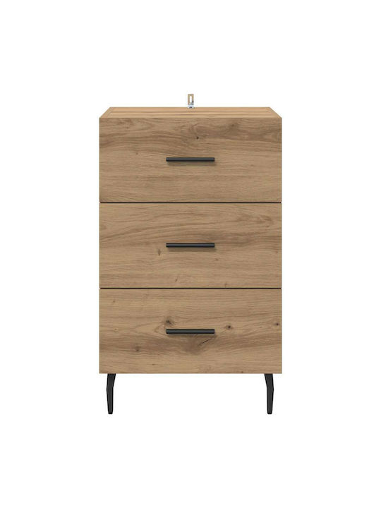 Metal Bedside Table with Glass Surface Brown 40x40x66cm
