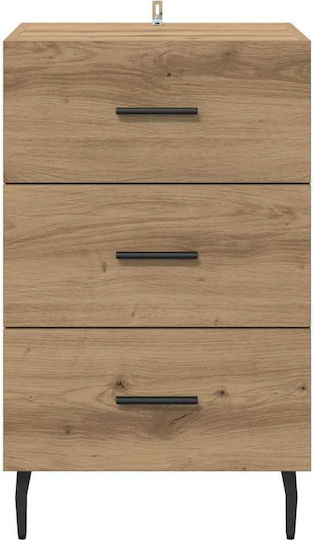 Metal Bedside Table with Glass Surface Brown 40x40x66cm