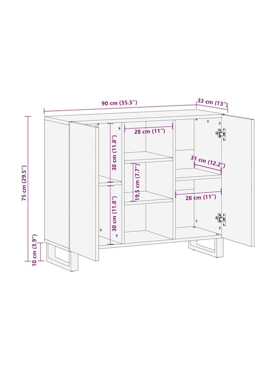 Bufet din Lemn Masiv & Metal Maro 40x33.5x110cm
