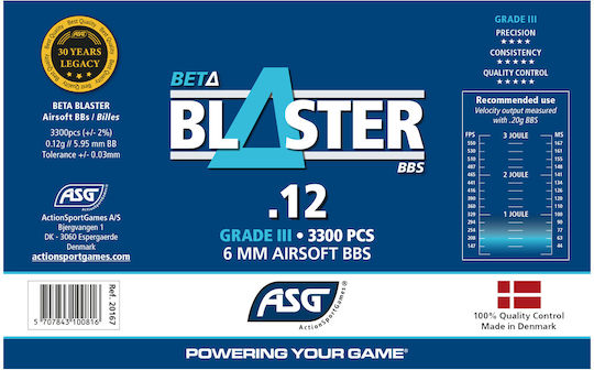 Asg Airsoft-Kugeln Soft Beta Blaster 0.12g 3300 Stück Flasche