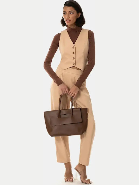 Damen Anzug Weste Hose Beige Größe Xl