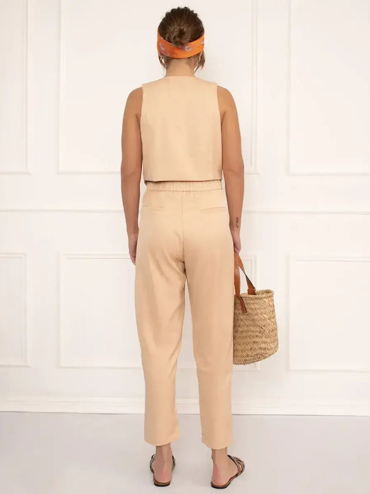 Damen Anzug Weste Hose Beige Größe Xl