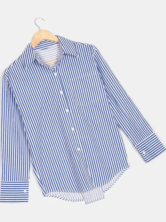 Gestreiftes Blaues Damenhemd Größe XL