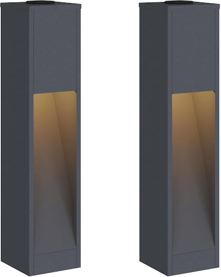 vidaXL Set 2 Solarleuchten Warmes Weiß mit Fotokontakt 18cmx18cmx80cmcm