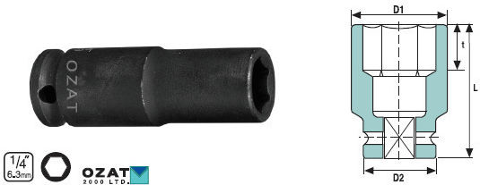 Impact 3/8" 6-Point Deep Socket 5/8" Long