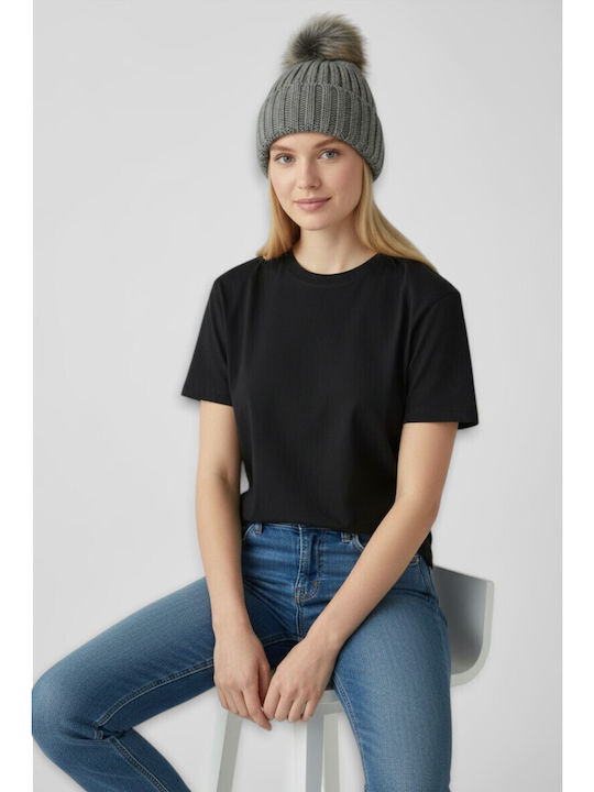 Pom Pom Beanie Γυναικείος Σκούφος Πλεκτός σε Γκρι χρώμα