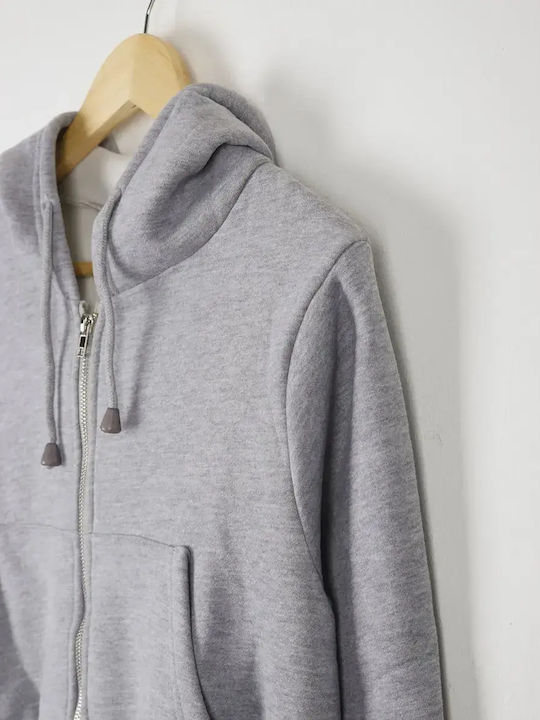 Cropped Hooded Gray Sweatshirt Cardigan Size XL