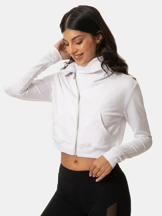 Croppped Sweatshirt Kapuzen Weiß Größe XL