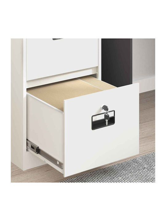 Office Storage Metal Drawer with Lock & Drawers White L44xW50xH106.5cm