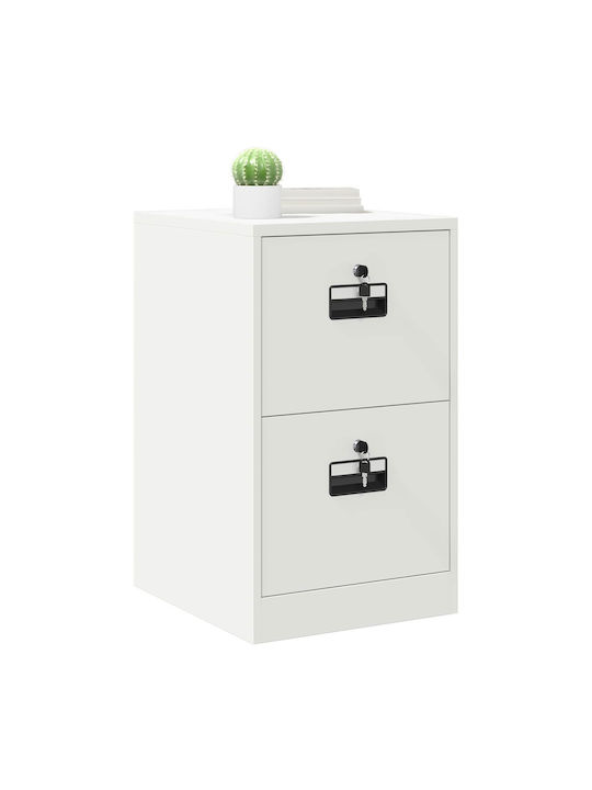 Office Storage Metal Drawer with Lock & Drawers White L44xW50xH106.5cm