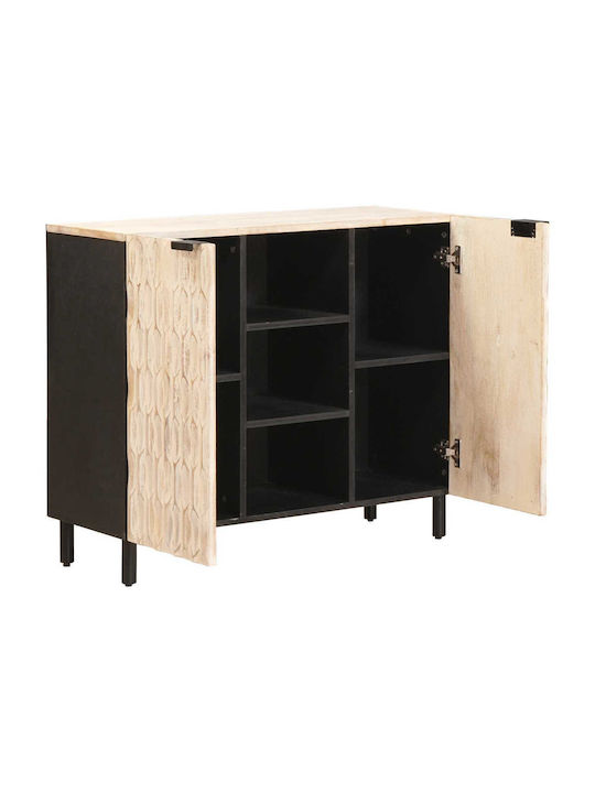 Cabinet de Birou din Lemn Masiv Alb 90x33.5x75cm