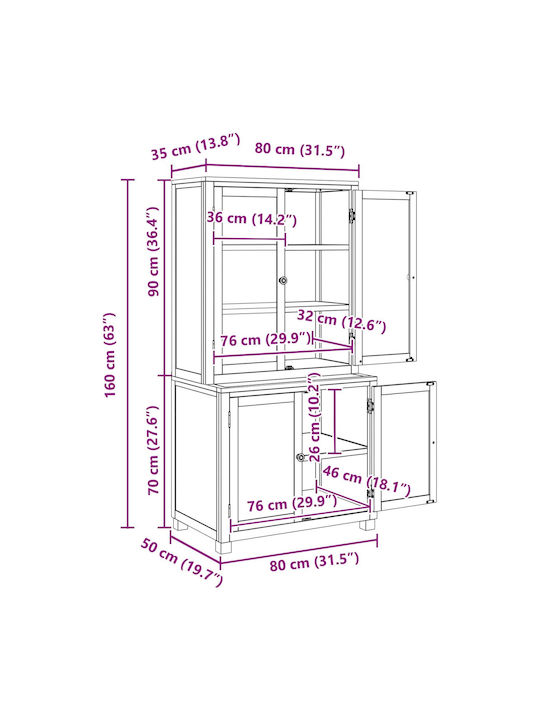 Dulap De Depozitare Pentru Birou Din Lemn Maro 80x50x160cm