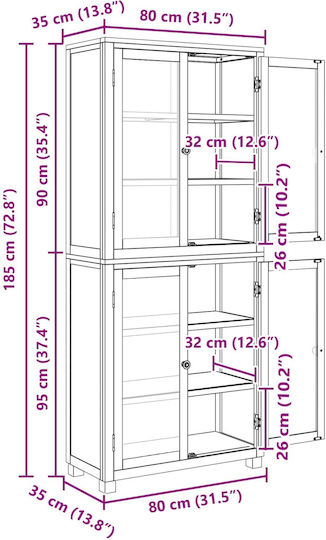 vidaXL Büroaufbewahrungsschrank aus Holz Braune 80x35x185cm