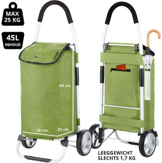 Classic Premium Stoff Einkaufswagen Klappbar Grün 45Es