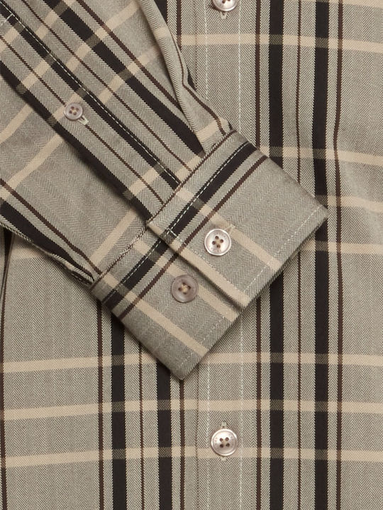 Long Sleeve Checked Shirt Roasted Cashew