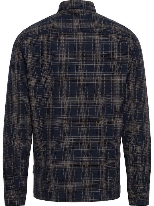 Long-sleeved Shirt Checked Dark Navy
