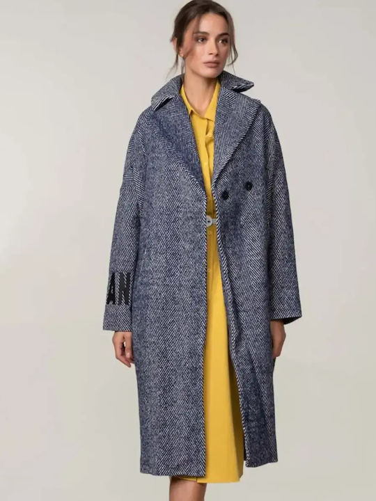 Παλτό Oversized Navy Stripes Μέγεθος One Size